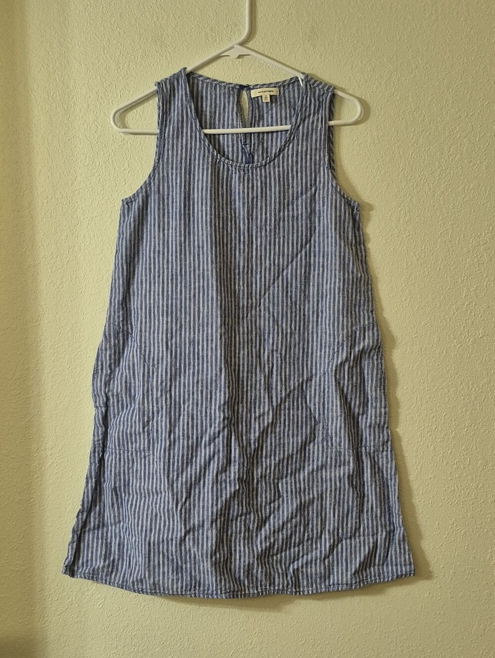 Max Studio Blue & White Striped Sleeveless Tank Dress
